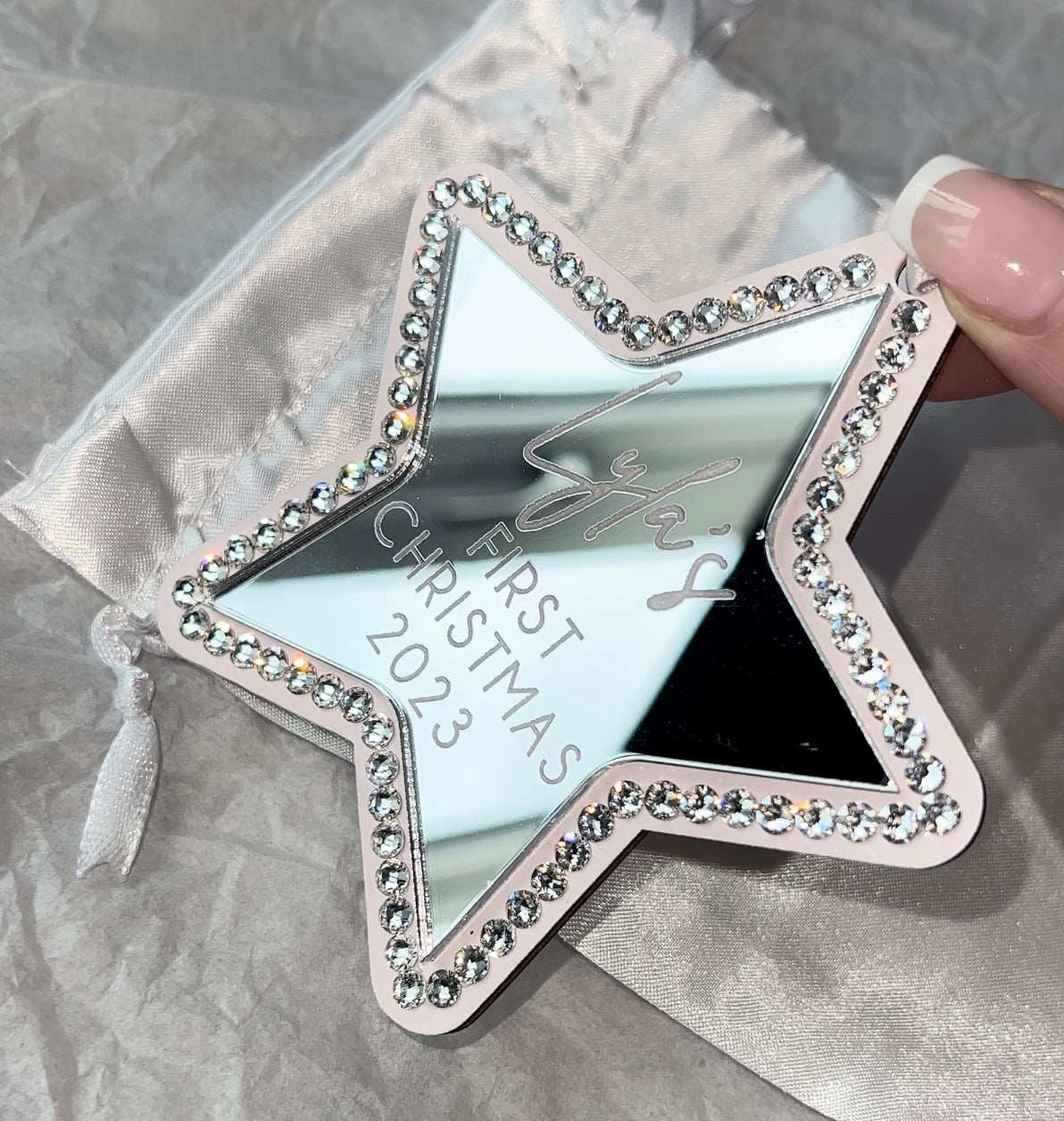 Personalised Mirrored Crystallised Hanging Star