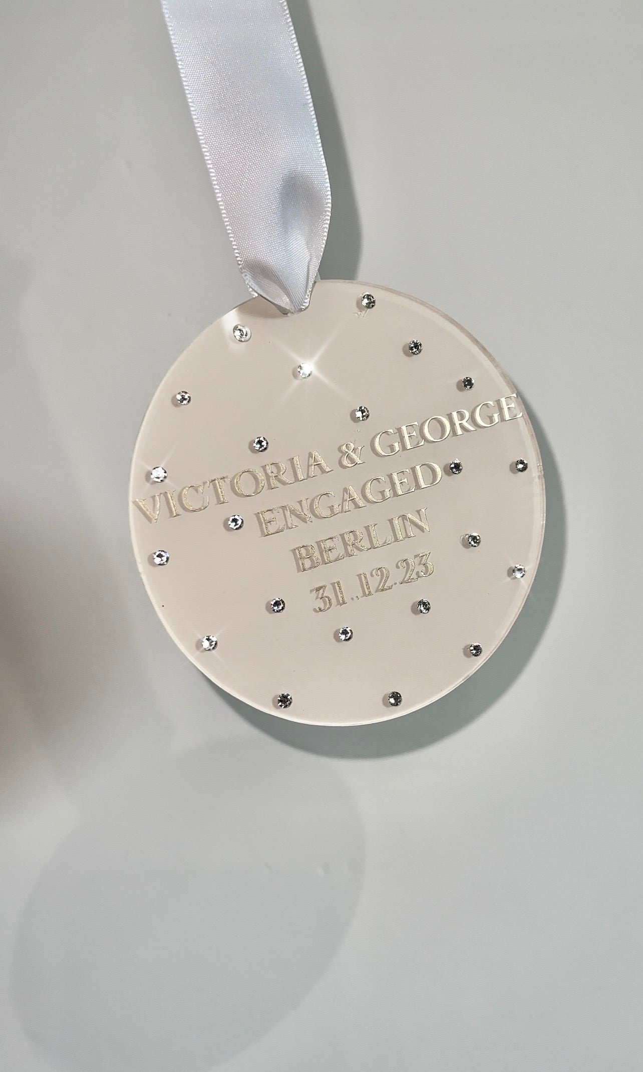 Personalised Swarovski Acrylic 12cm Circle with ribbon