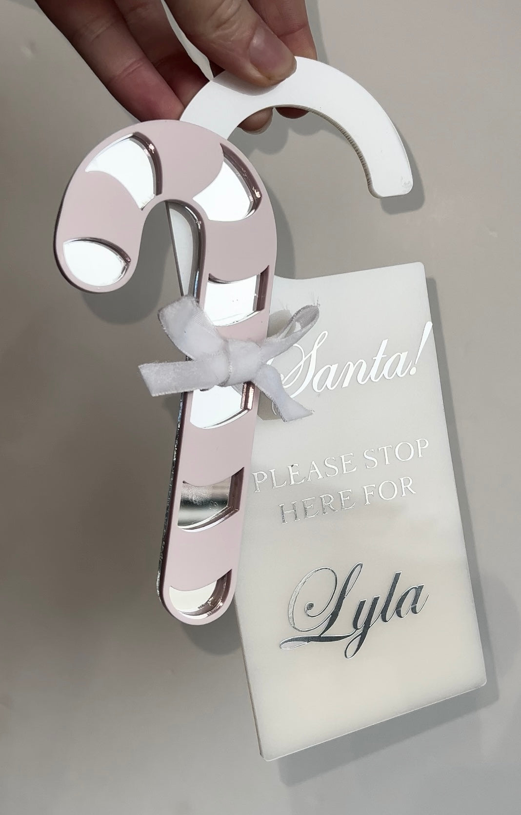 Acrylic Personalised Bow/Nutcracker/Candy Cane Door Hanger