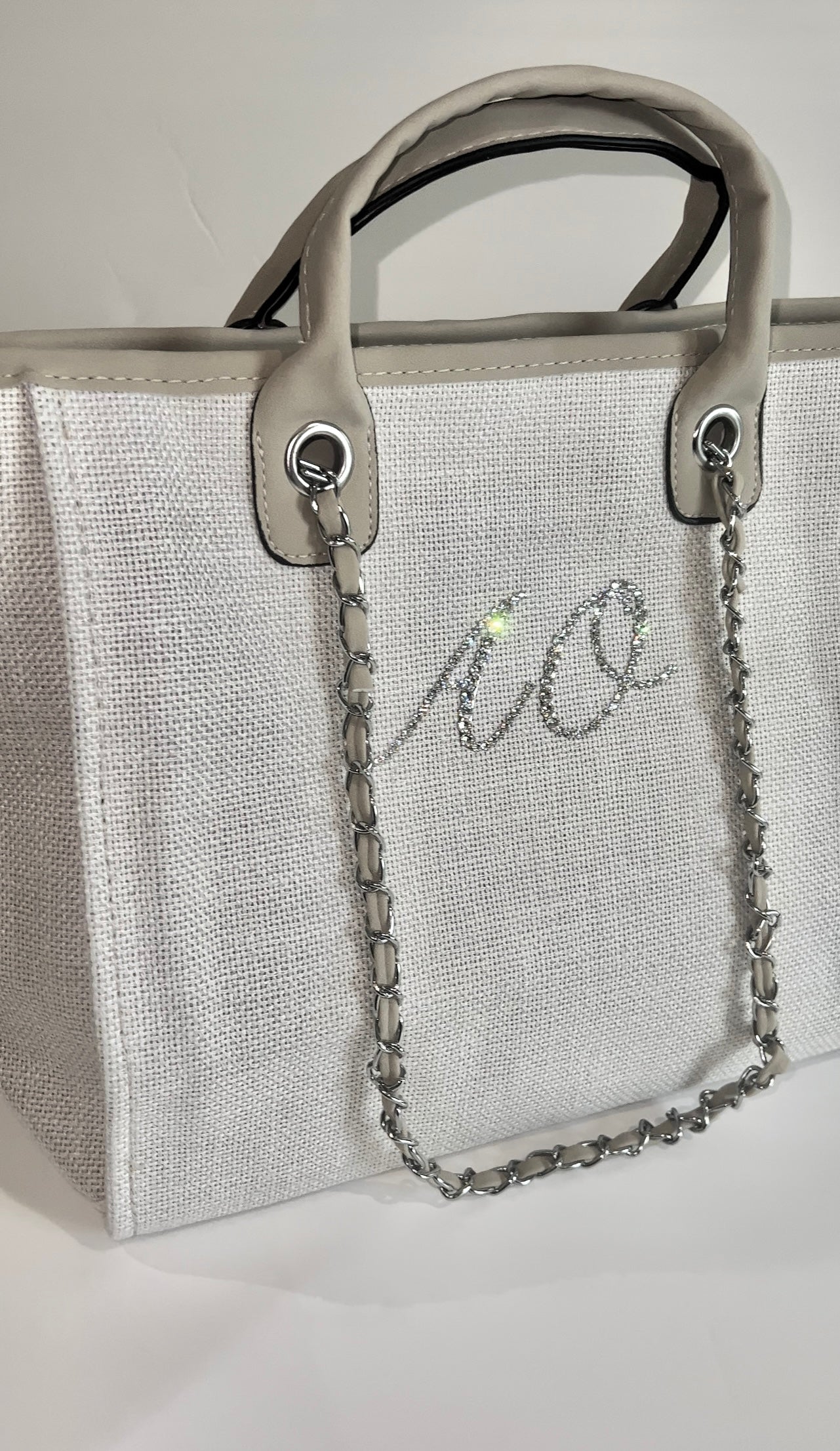 Crystallised Personalised Initial Chain Tote Bags