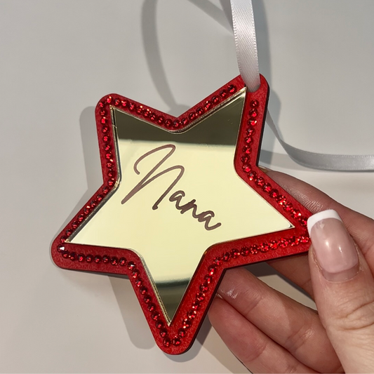 Personalised Mirrored Crystallised Hanging Star