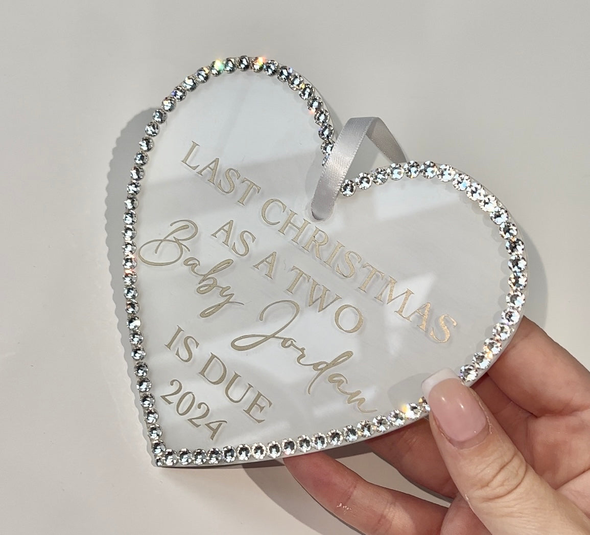 Personalised Acrylic Baby Announcement Swarovski Hanging Decoration