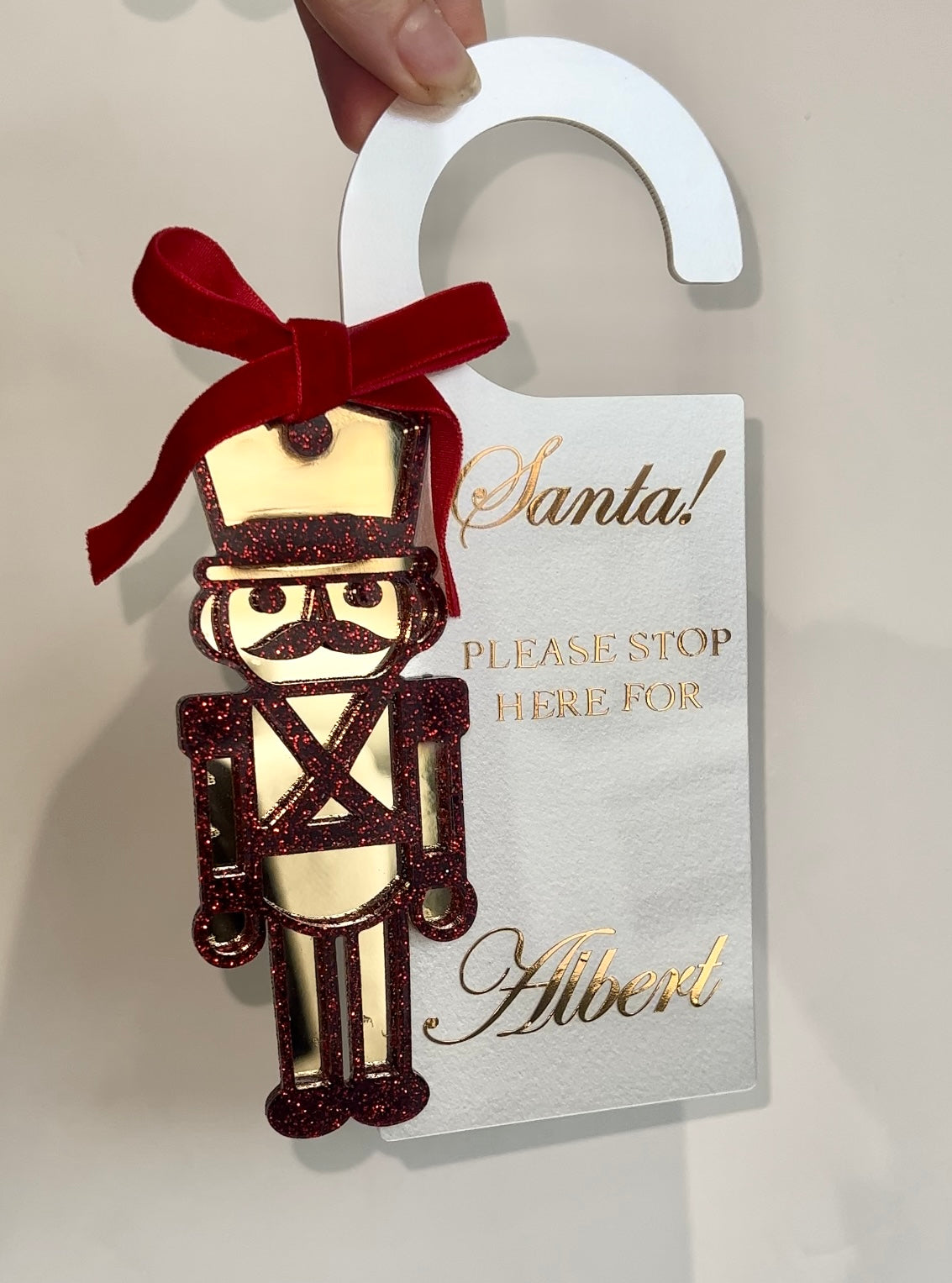 Acrylic Personalised Bow/Nutcracker/Candy Cane Door Hanger