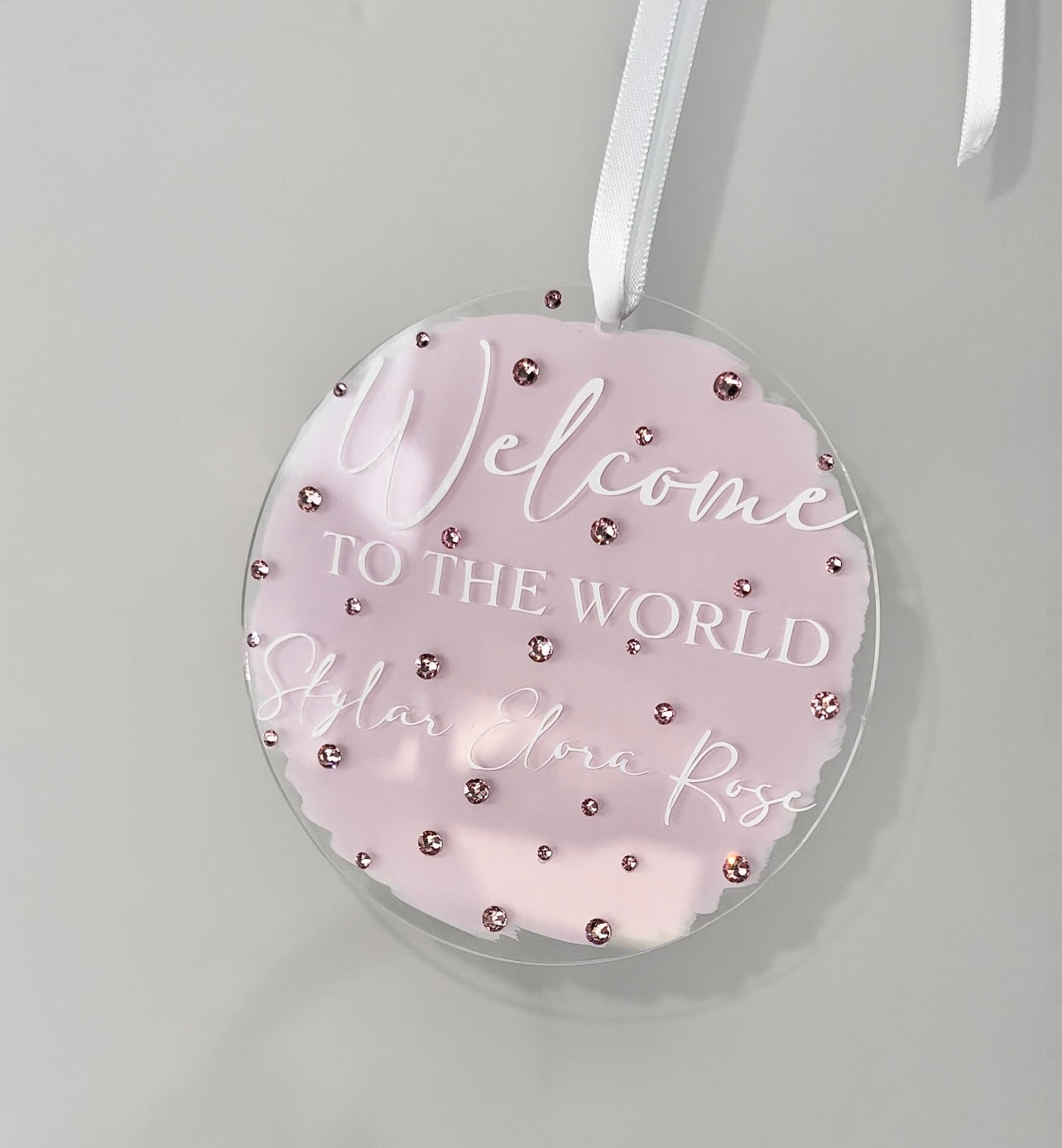 Welcome to the World Crystallised acrylic circle