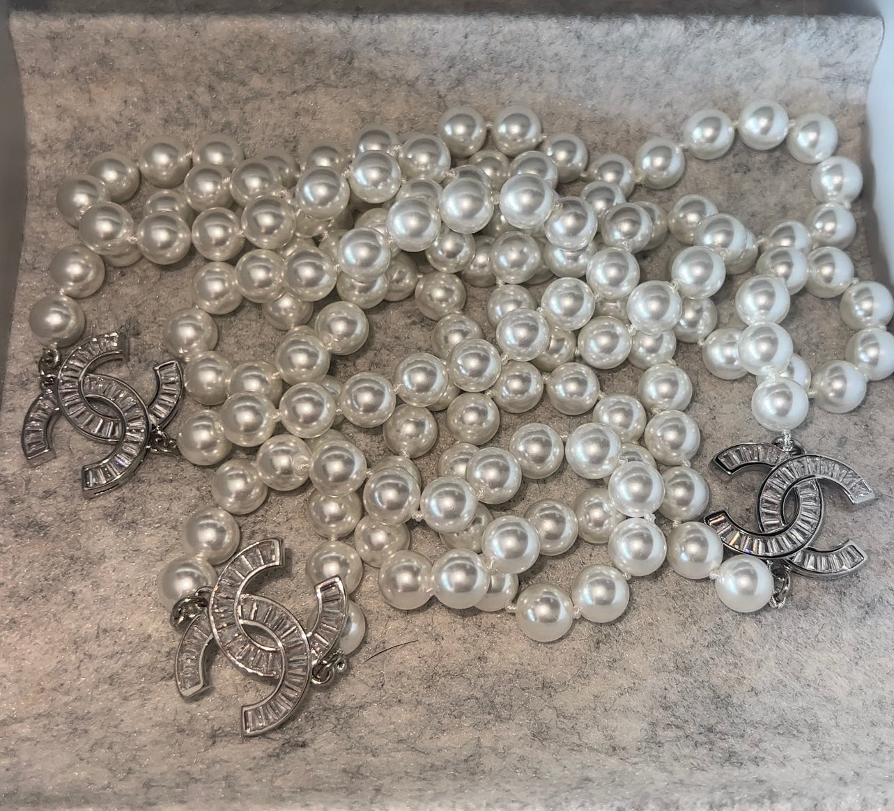 CC crystal and pearl necklace