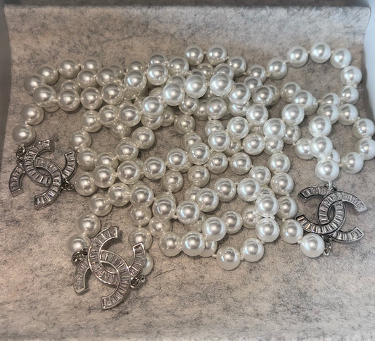 CC crystal and pearl necklace