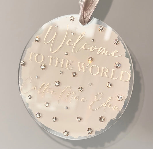 Welcome to the World Crystallised acrylic circle