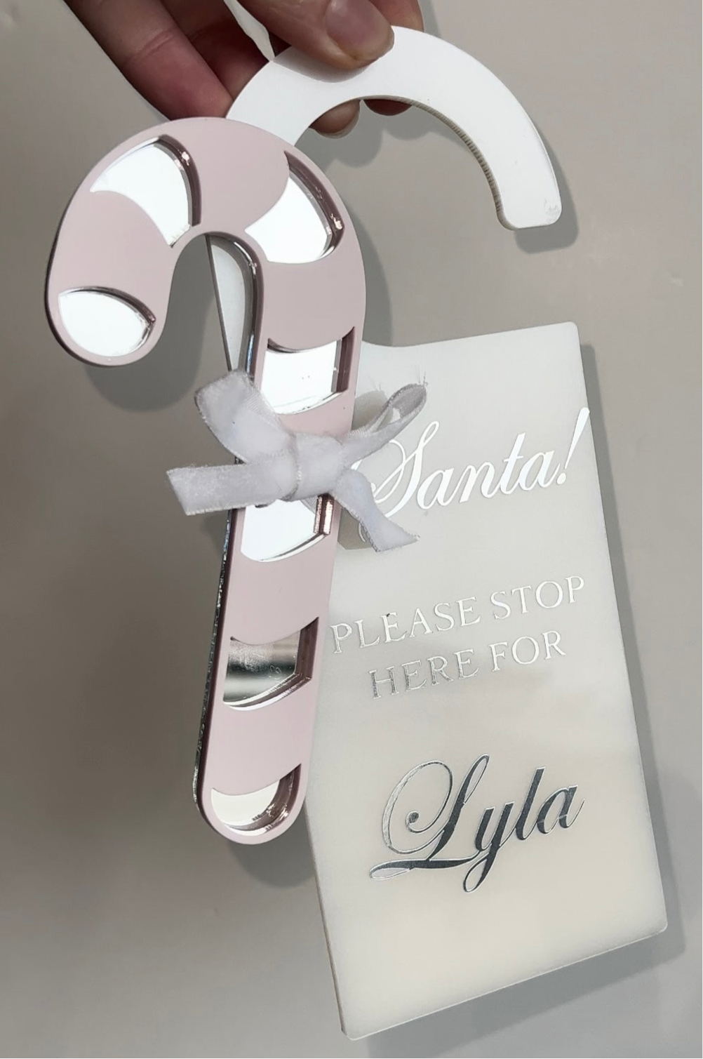 Acrylic Personalised Bow/Nutcracker/Candy Cane Door Hanger