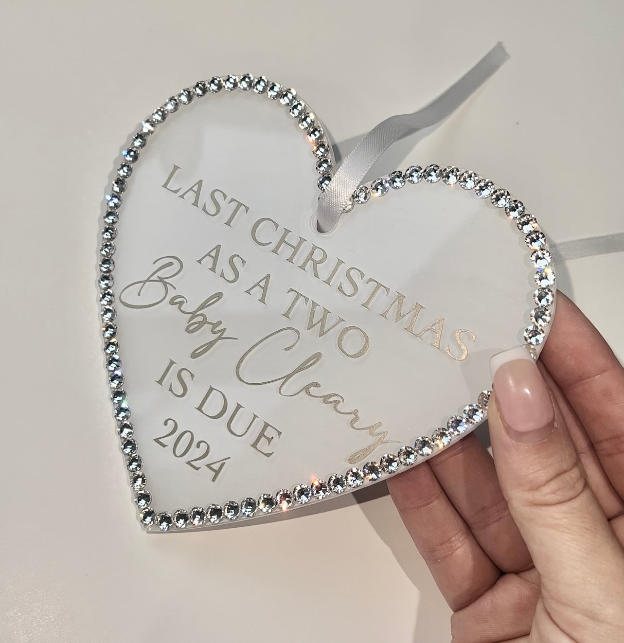 Personalised Acrylic Baby Announcement Swarovski Hanging Decoration