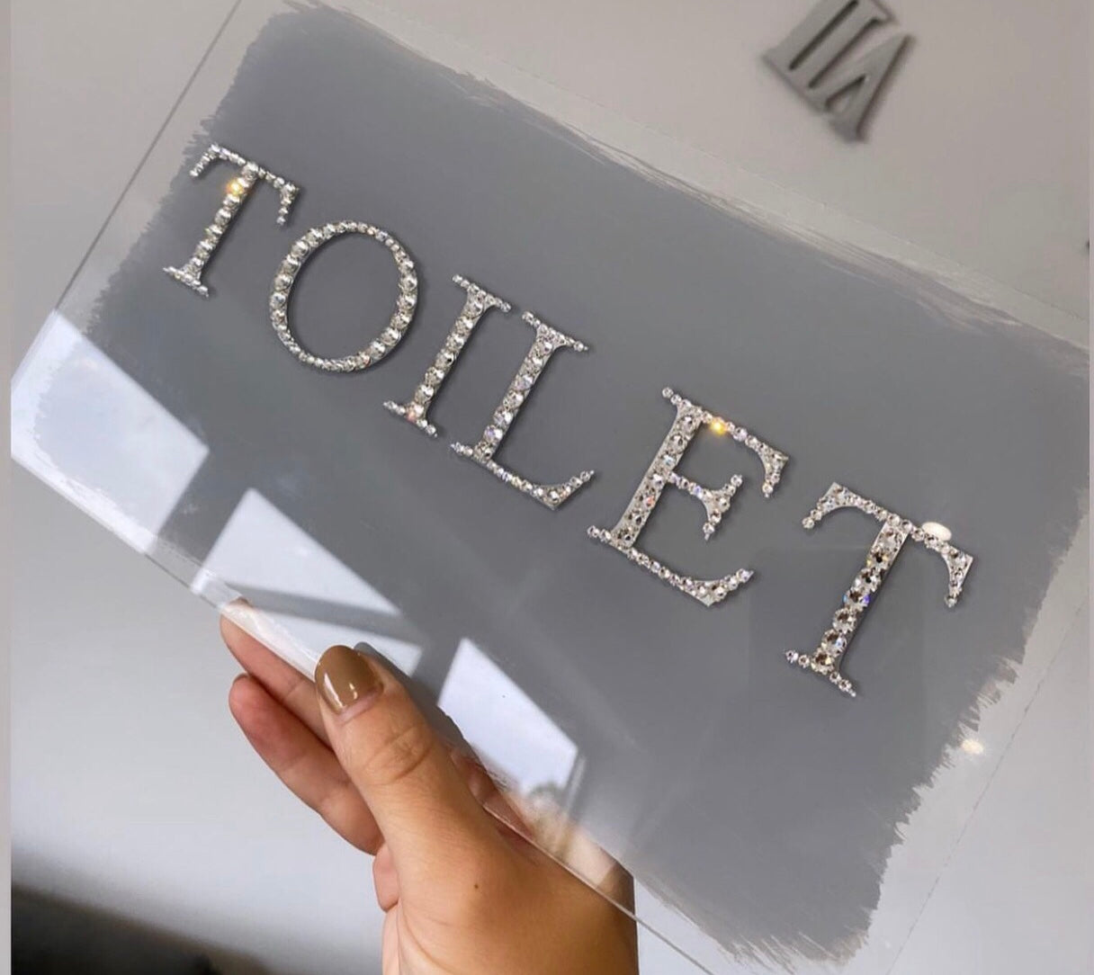 Acrylic A5 Toilet crystallised sign